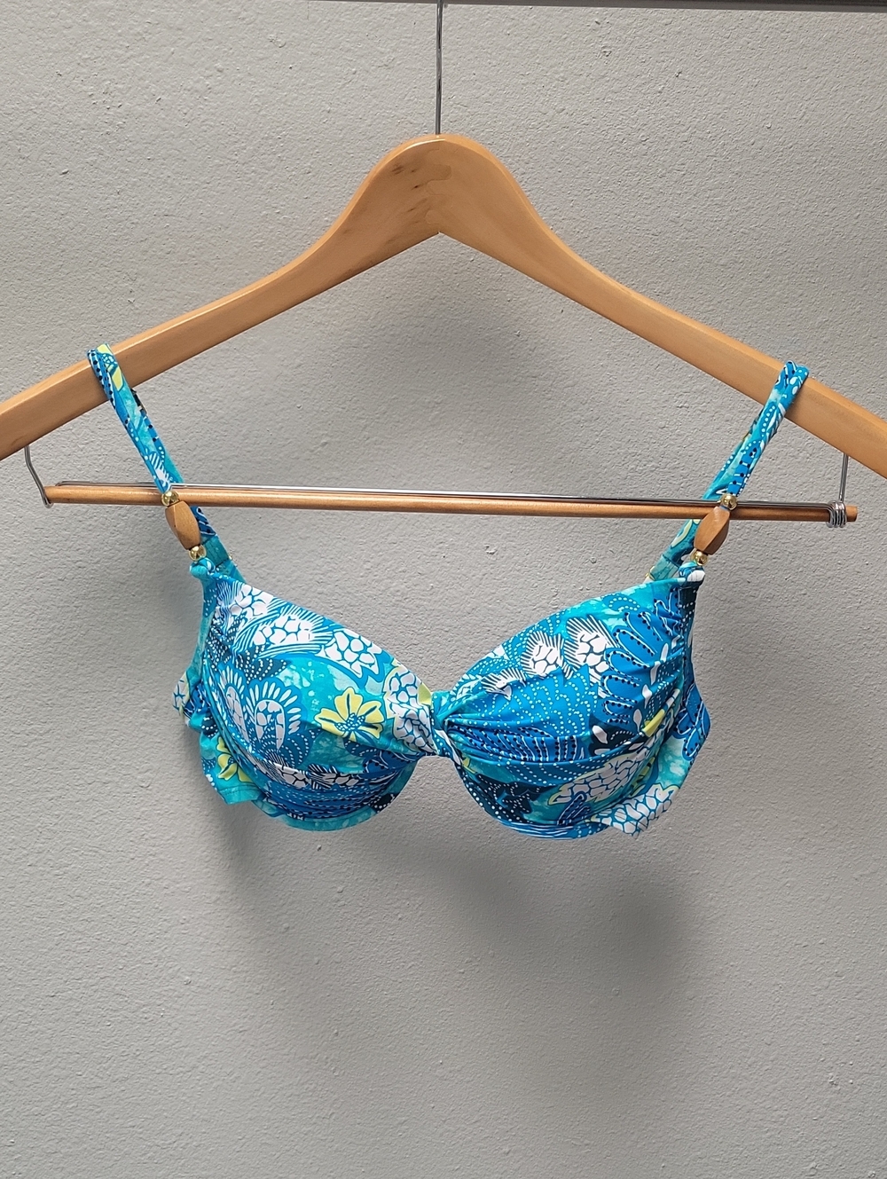 Bleu Rod Beattie Turquoise Floral Bikini Top 34B